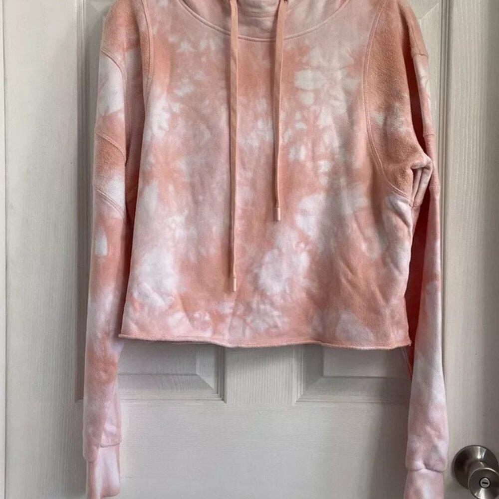 Lorna Jane Pink Tie Dye Cropped Hoodie Sweatshirt XS